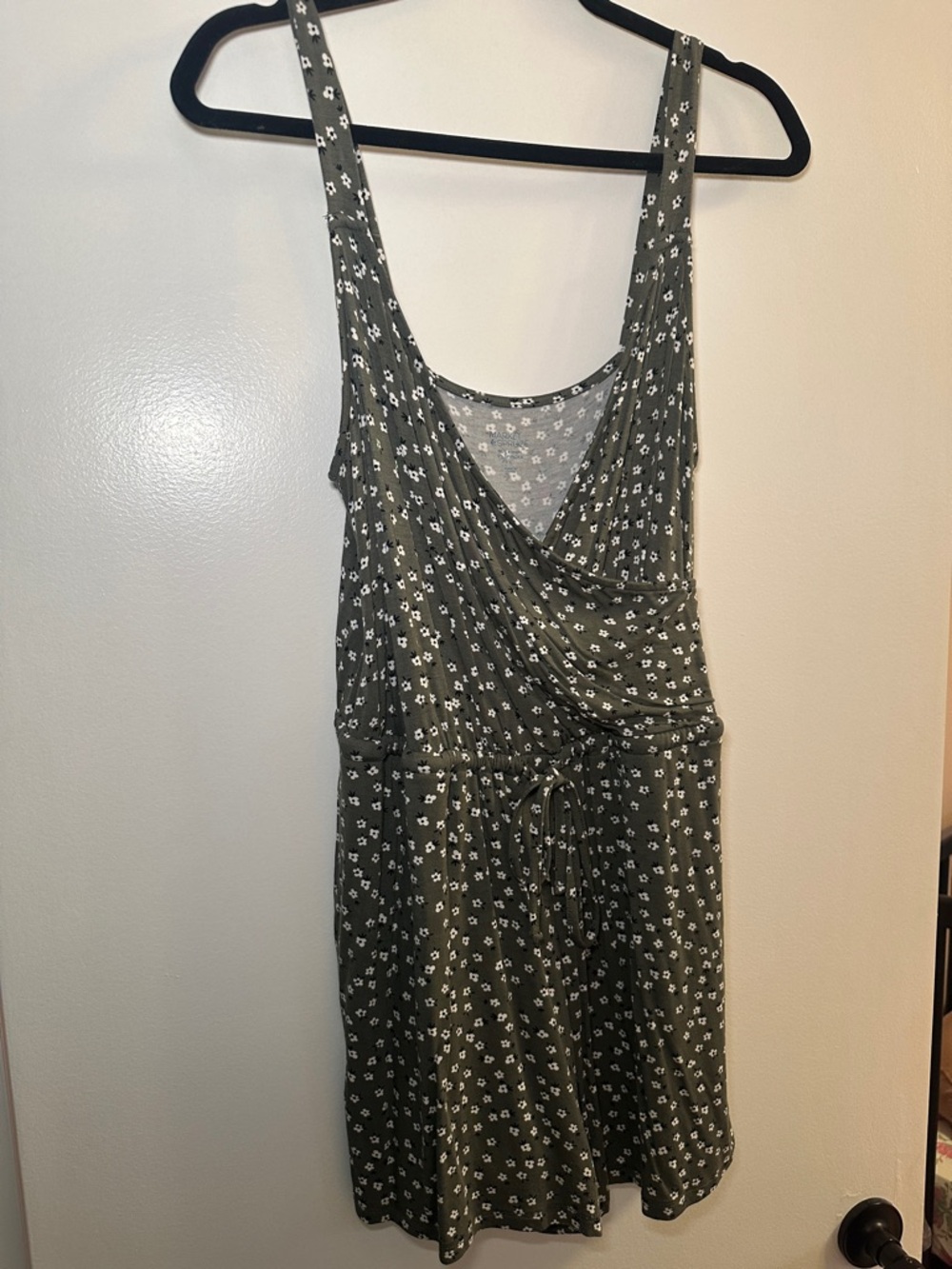Sleeveless Olive Green Floral Romper